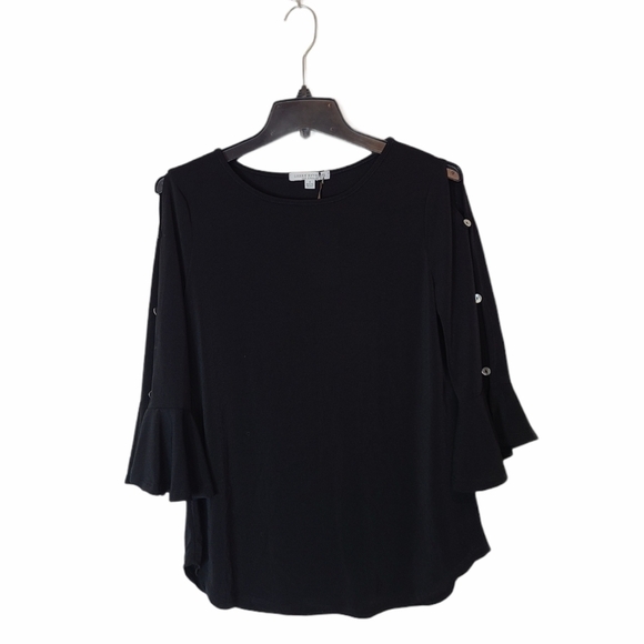Green Envelope Black‎ Open Shoulder Blouse Small NWT - Picture 7 of 10